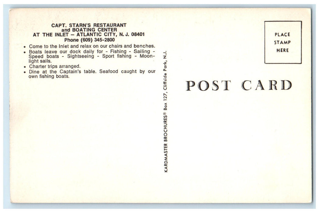 c1950's Capt Starn's Boating Center Atlantic City NJ Multiview Postcard