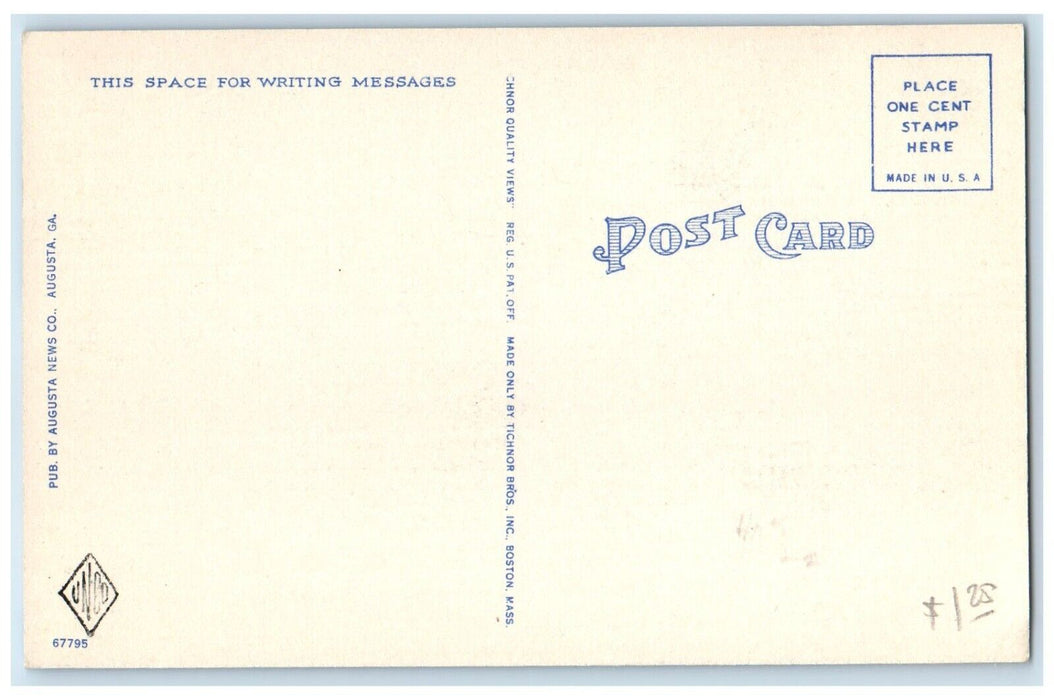 c1930's Tow Boat And Barge Going Locks On Savannah River Augusta GA Postcard