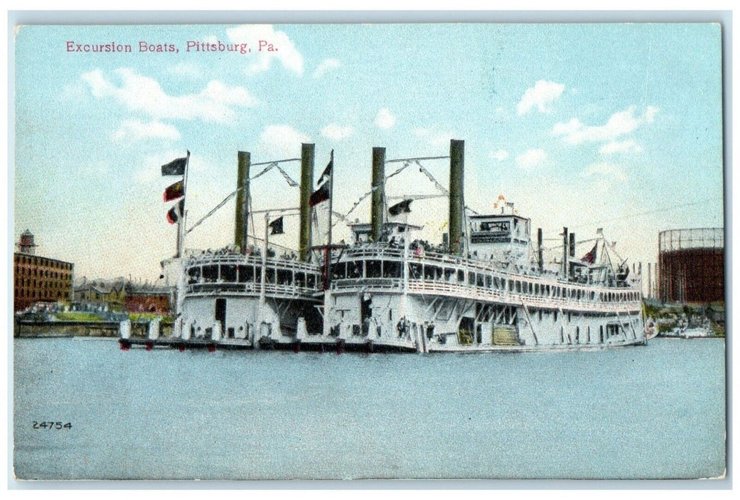c1910's Excursion Boats Pittsburg Pennsylvania PA Unposted Antique Postcard