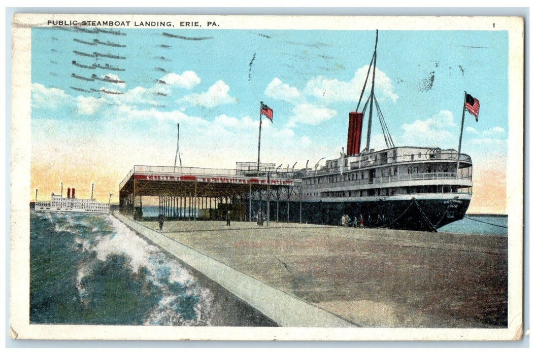 1926 Public Steamboat Landing Erie Pennsylvania PA Posted Vintage Postcard