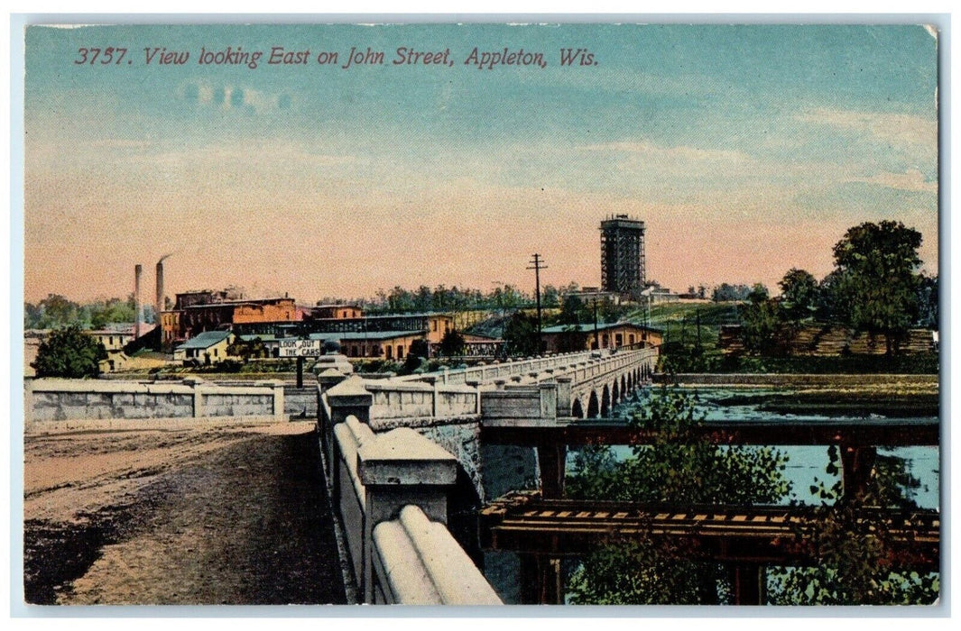 c1910 View Looking East John Street Exterior Appleton Wisconsin Vintage Postcard