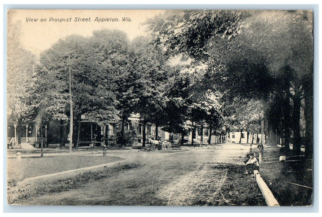 1919 View Prospect Street Trees Road Appleton Wisconsin Vintage Antique Postcard