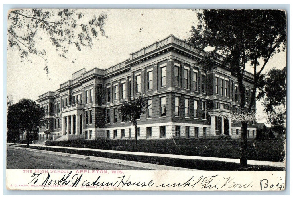 1906 High School Exterior Building Appleton Wisconsin Vintage Antique Postcard