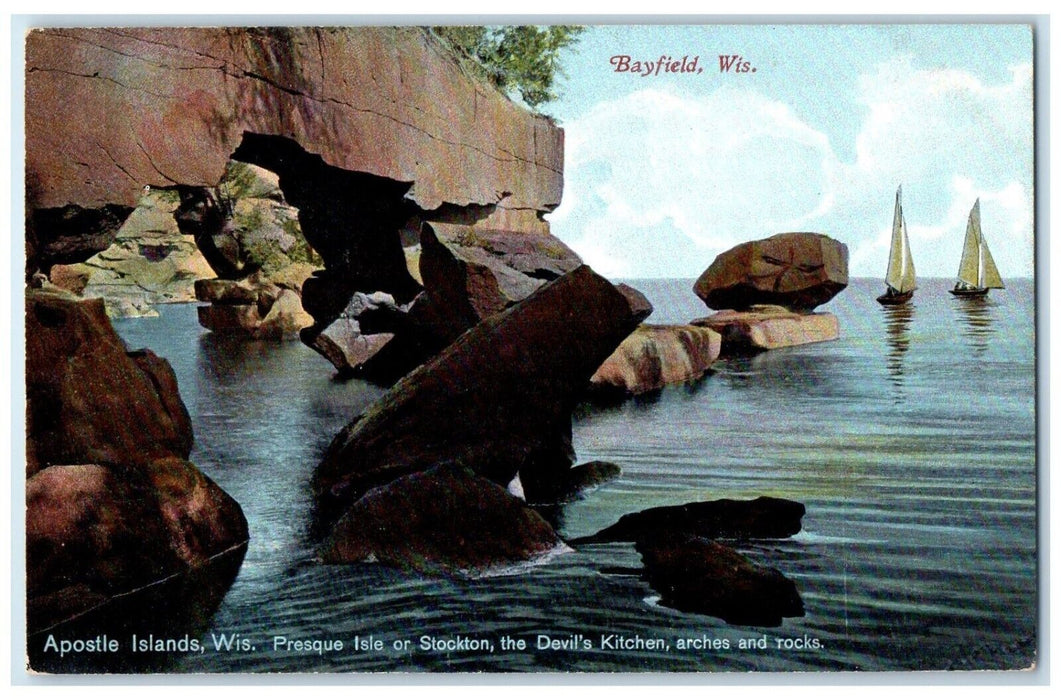 c1910 Presque Isle Stockton Arches Kitchen Apostle Islands Wisconsin WI Postcard