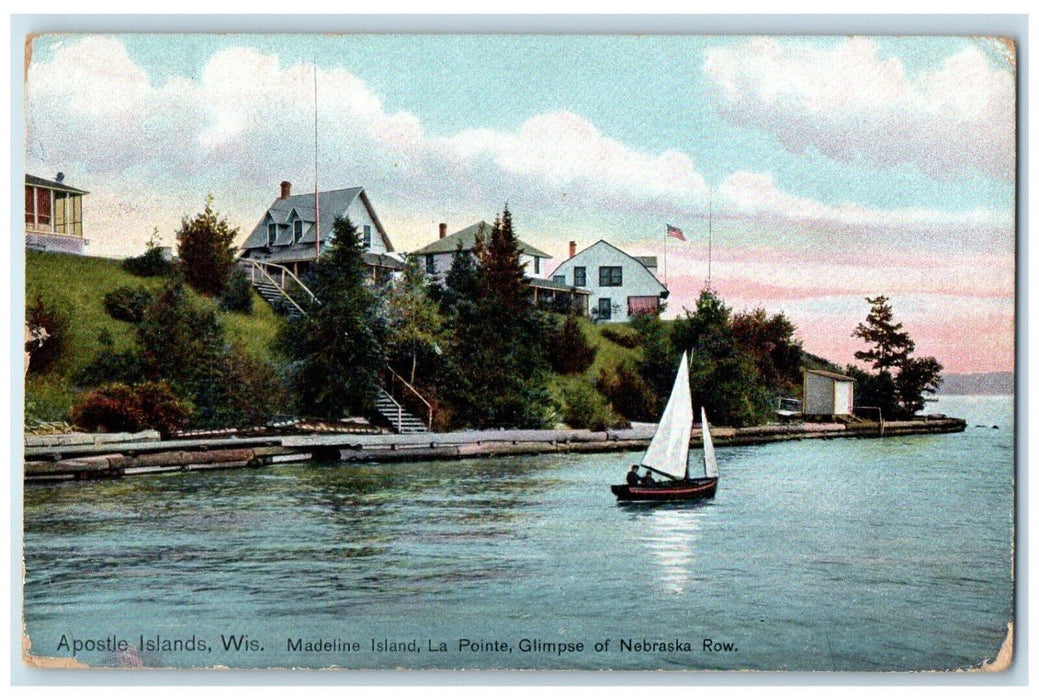 1911 Madeline Island La Pointe Glimpse Nebraska Row Apostle Islands WI Postcard