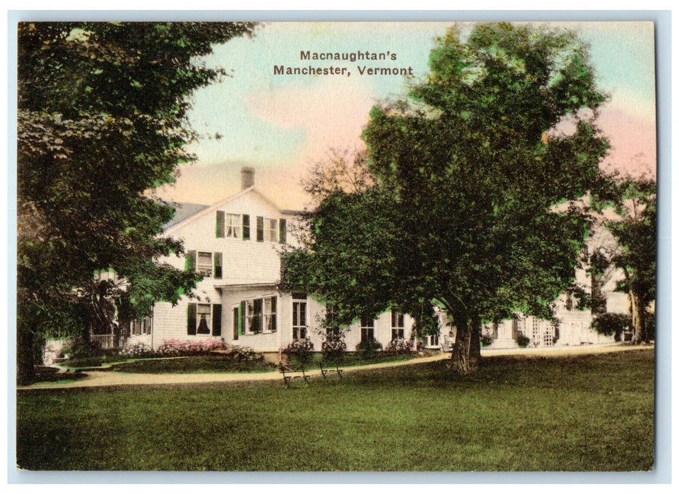 c1940 Exterior View Macnaughtan Manchester Vermont Vintage Hand-Colored Postcard