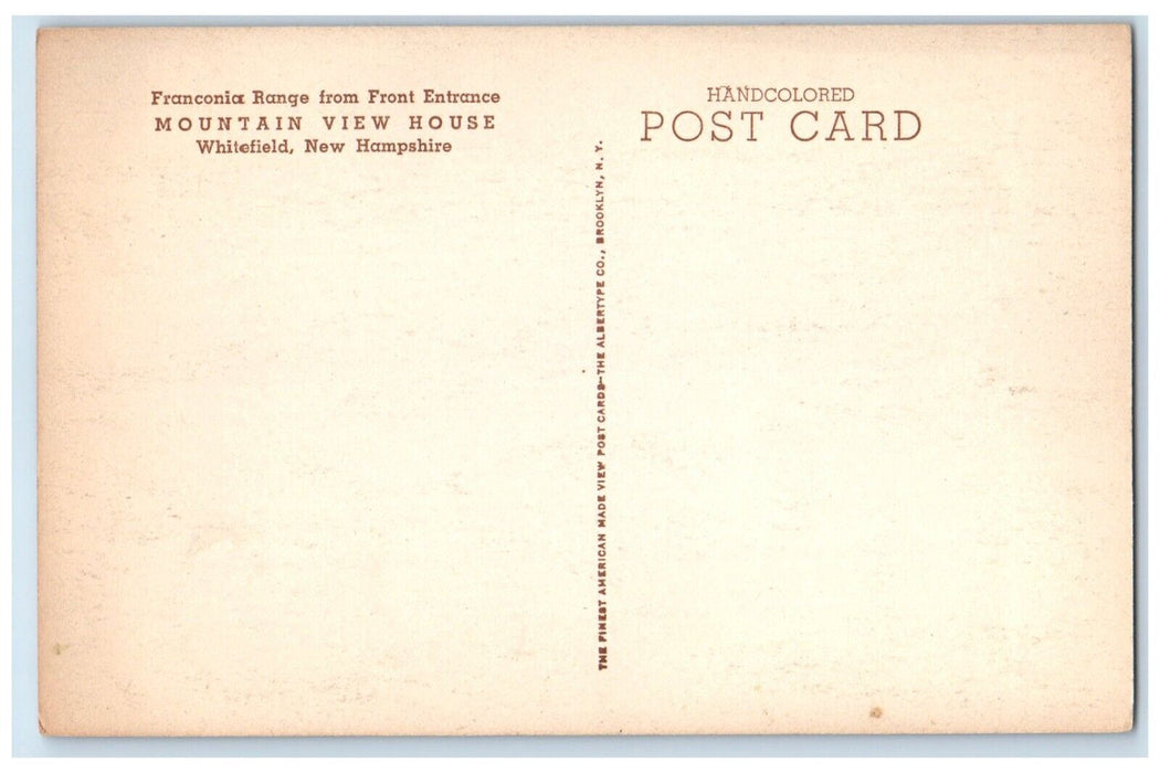 c1940 Franconia Range Front Entrance Mountain View House New Hampshire Postcard