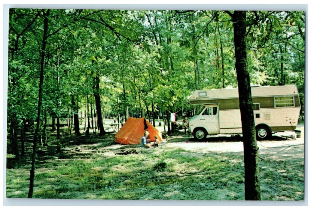 c1950's Point Mallard Camping Bus Tent Decatur Alabama AL Vintage Postcard