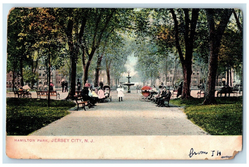 1907 View Of Hamilton Park Baby Stroller Jersey City New Jersey NJ Postcard