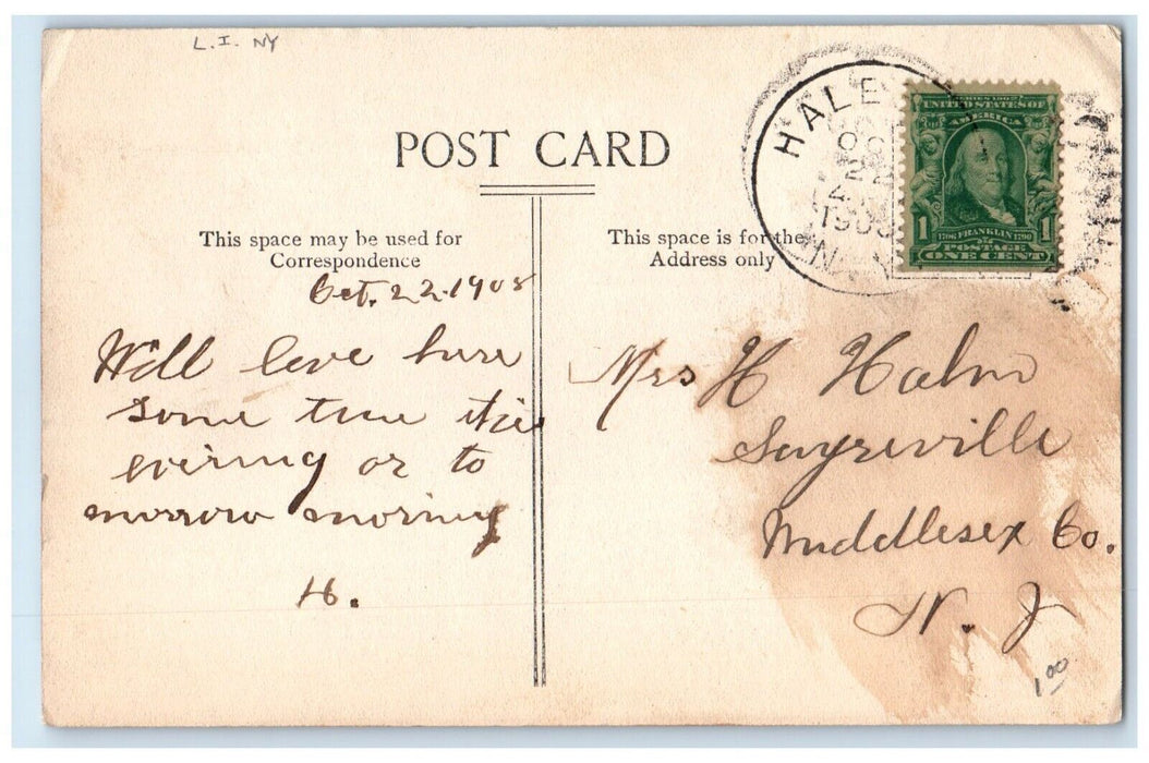 1908 Huntington Harbor View Sailboats Long Island New York NY Antique Postcard