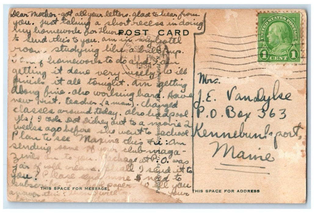 1934 Columbia High School South Orange And Maplewood New Jersey NJ Postcard