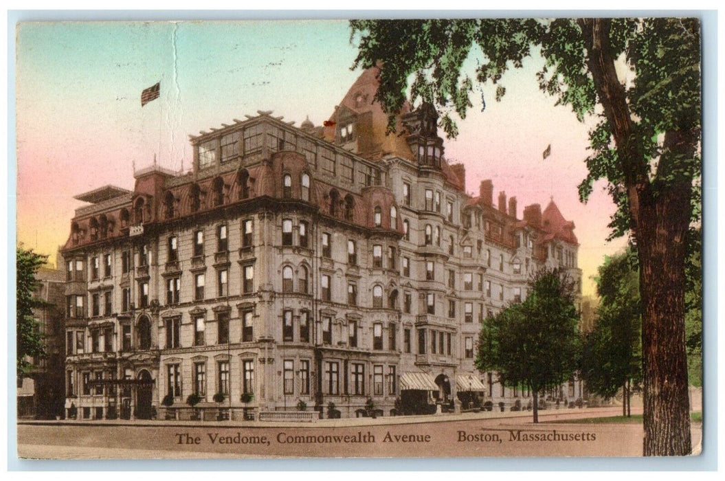 1931 Vendome Commonwealth Avenue Boston Massachusetts MA Hand-Colored Postcard