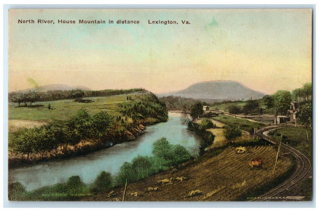 1940 North River House Mountain Distance Lexington Virginia Handcolored Postcard