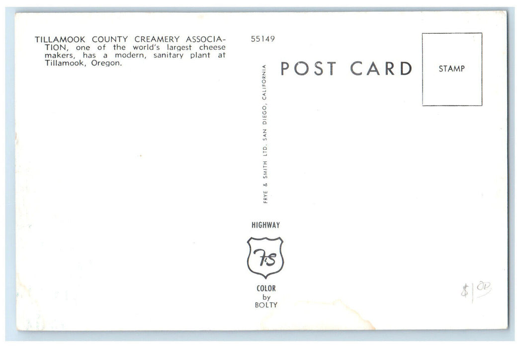 c1950's Tillamook County Creamery Association Tillamook Oregon OR Postcard