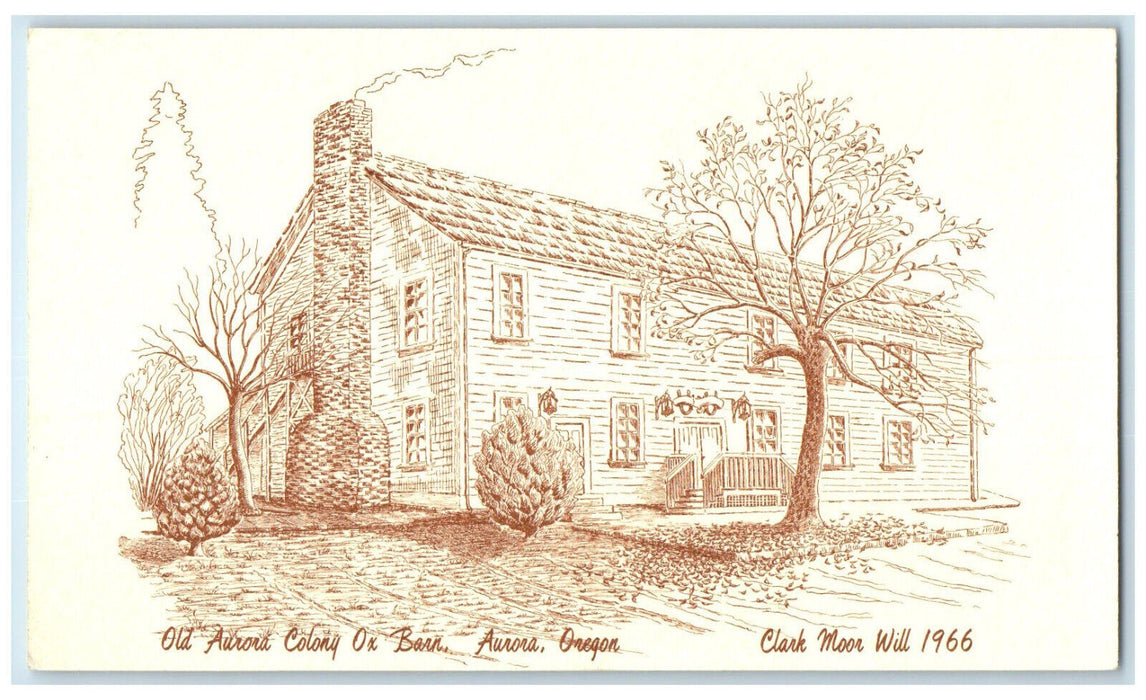 1966 Old Aurora Colony Ox Barn Aurora Oregon OR Clark Moor Will Postcard