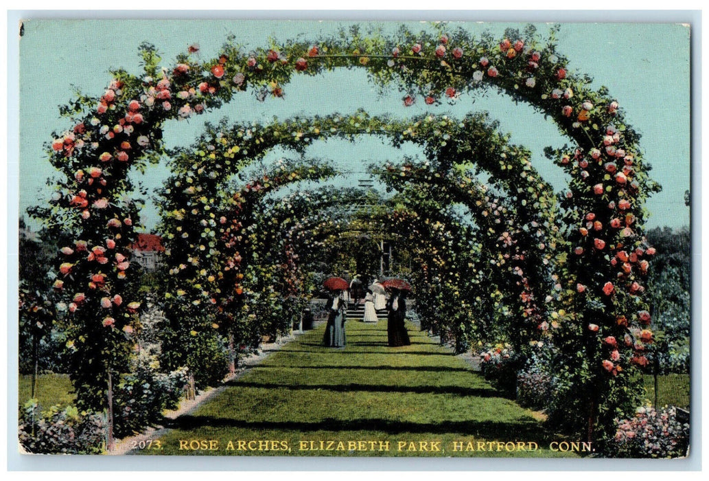 c1910 Rose Arches Elizabeth Park Hartford Connecticut CT Antique Postcard