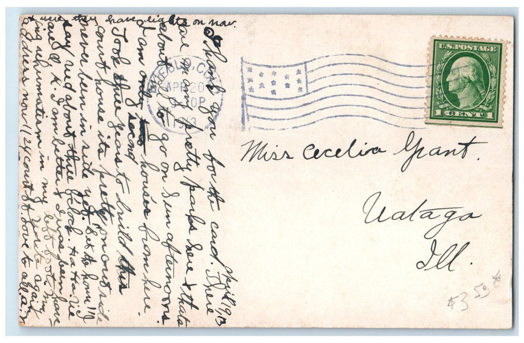 1913 Pueblo County Court House Pueblo Colorado CO Antique Posted Postcard
