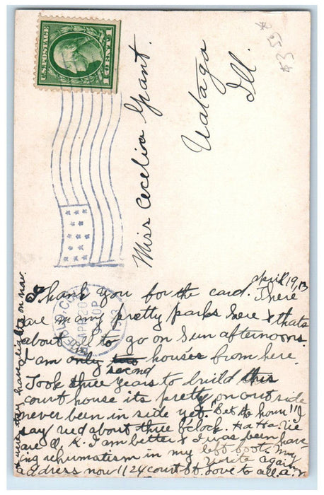 1913 Pueblo County Court House Pueblo Colorado CO Antique Posted Postcard