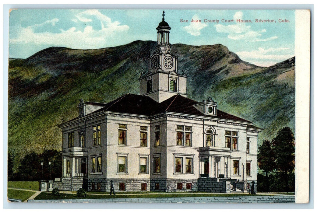 c1910 San Juan County Court House Silverton Colorado CO Antique Postcard