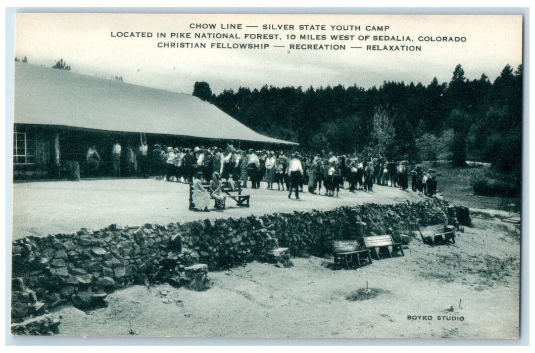c1940's Chow Line Silver State Youth Camp Sedalia Colorado CO Unposted Postcard