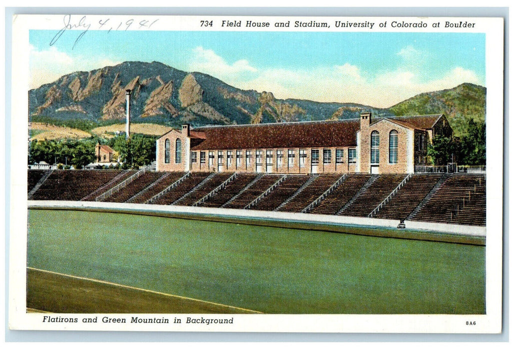 1941 Field House and Stadium University of Colorado at Boulder CO Postcard