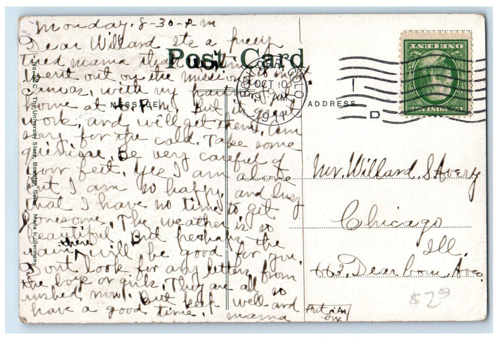 1911 Boulder Colorado CO from Chautauqua Dining Hall Unposted Postcard