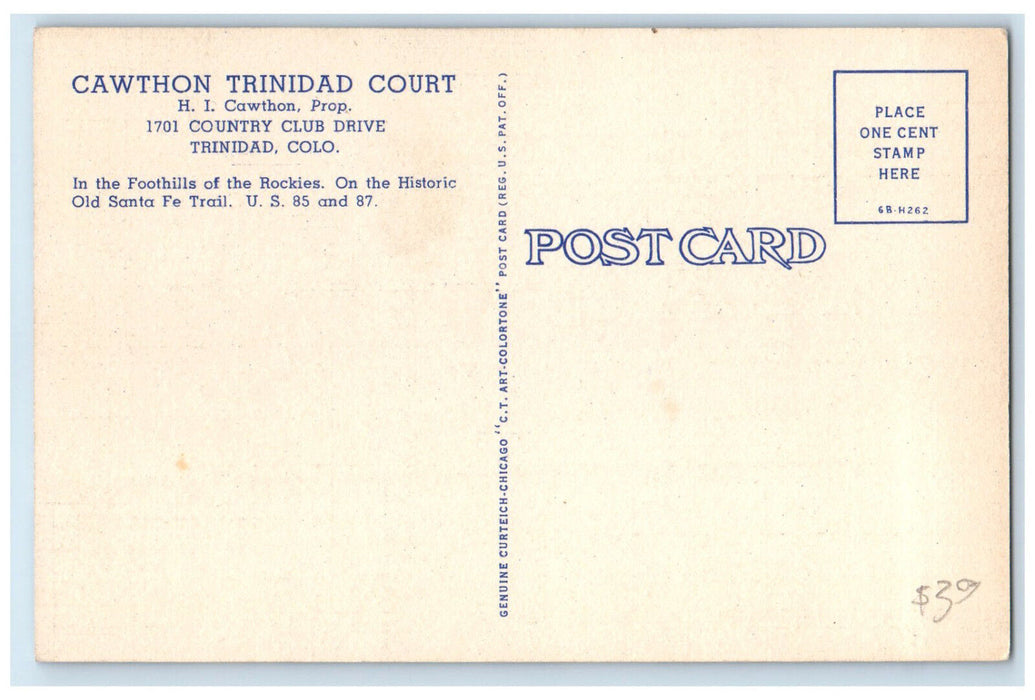 c1950's Cawthon Trinidad Court Trinidad Colorado CO Multiview Postcard