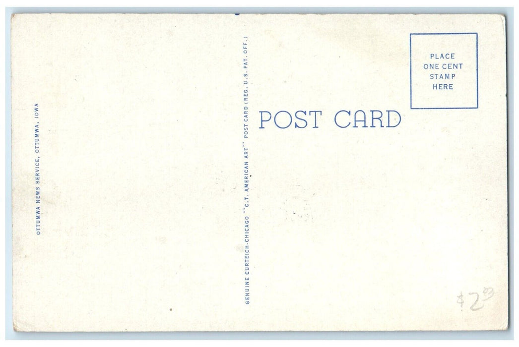 c1940 Administration Building Naval Air Station Exterior Ottumwa Iowa Postcard