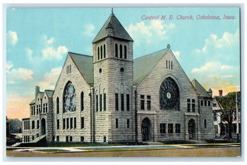 1911 View Of Central ME Church Oskaloosa Iowa IA Posted Antique Postcard