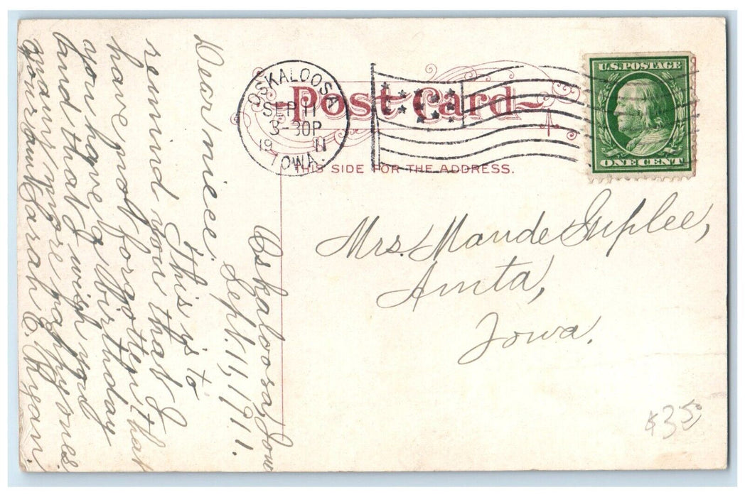 1911 Baldauf Rosenblatt Building Scene Street Oskaloosa Iowa IA Antique Postcard