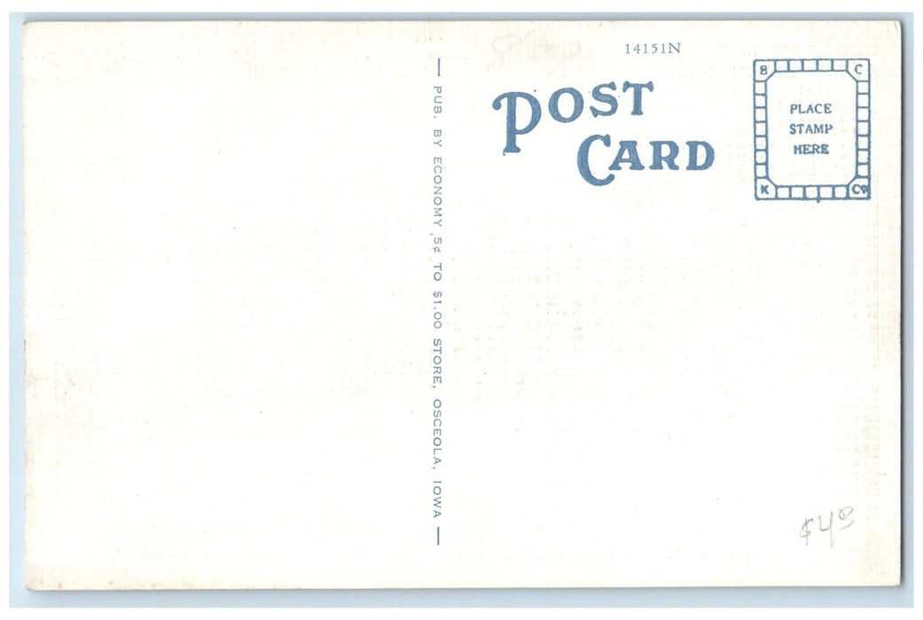 c1930's Main Street Harrison Grocery Stores Cars Osceola Iowa IA Postcard