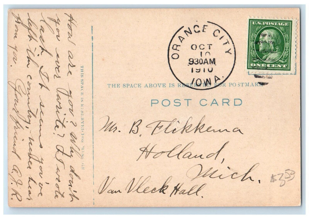 1910 Sioux County Court House Building Orange City Iowa IA Antique Postcard