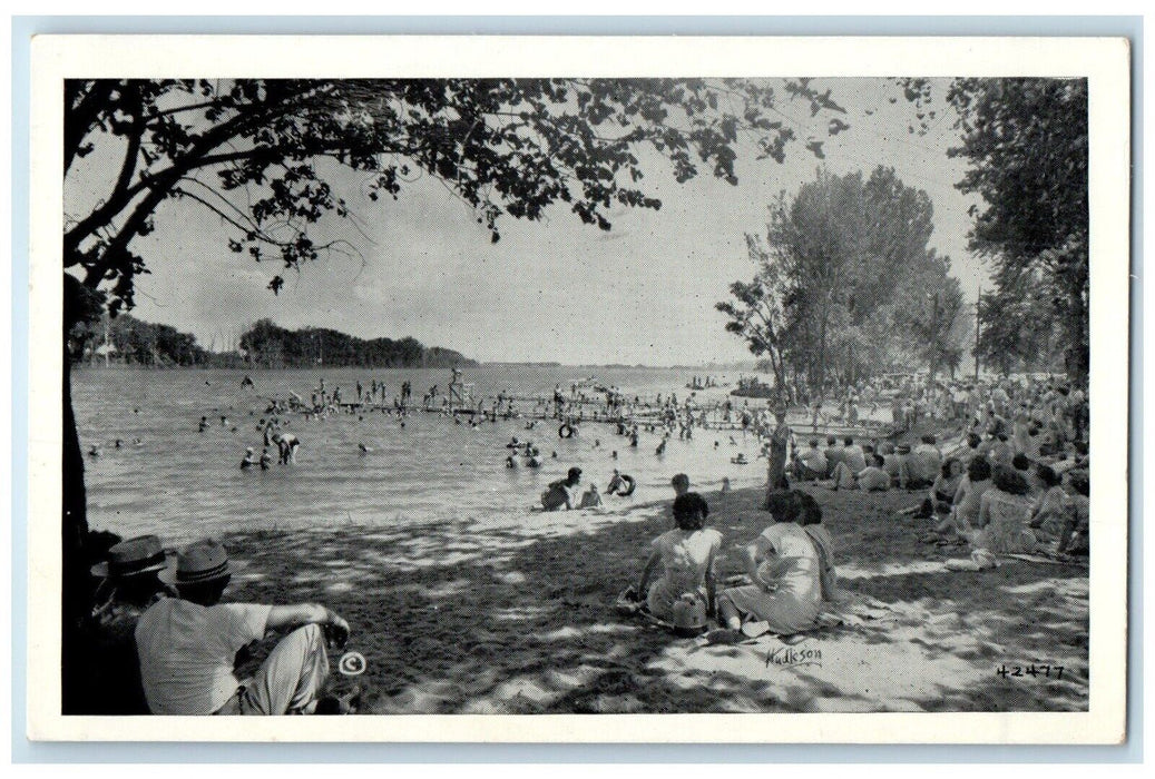 1949 View Of Blue Lake Swimming Boating Fishing Onawa Iowa IA Vintage Postcard
