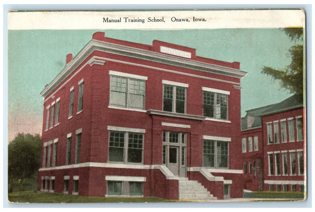 c1910's Manual Training School Building Campus Onawa Iowa IA Antique Postcard