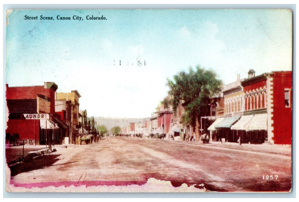c1910 Laundry Building Canon City Street Scene Colorado CO Posted Postcard