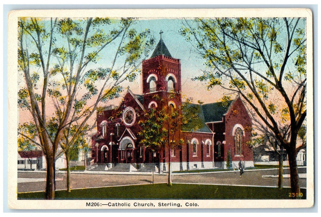 c1920's Entrance to Catholic Church Sterling Colorado CO Unposted Postcard