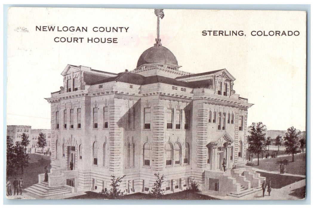 1909 New Logan County Court House Sterling Colorado CO Antique Postcard