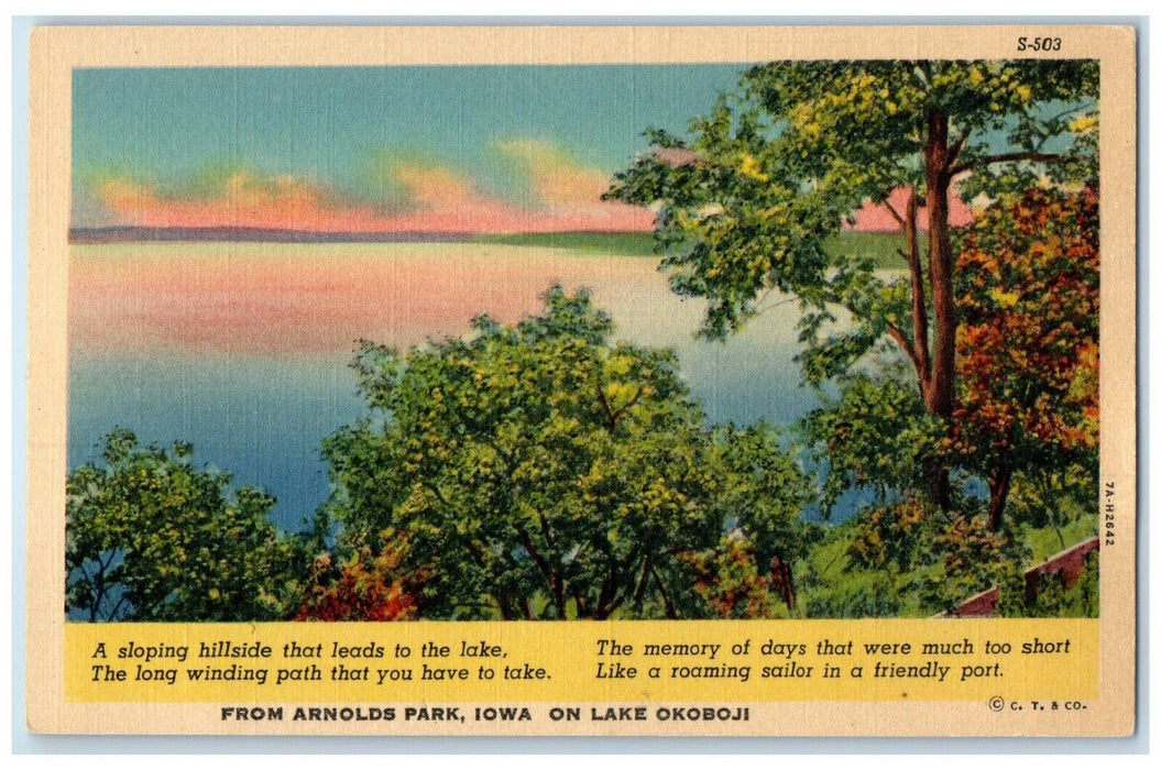 c1930's View From Arnolds Park Iowa On Lake Okoboji Iowa IA Vintage Postcard