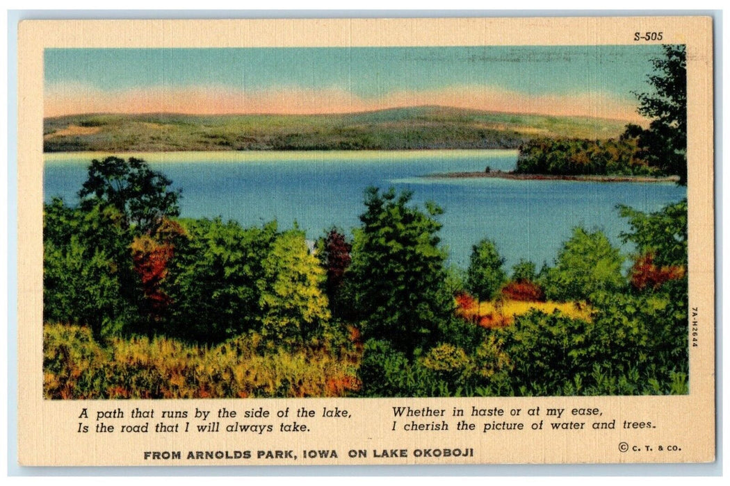 c1930's Scenic View From Arnolds Park Iowa On Lake Okoboji Iowa IA Postcard