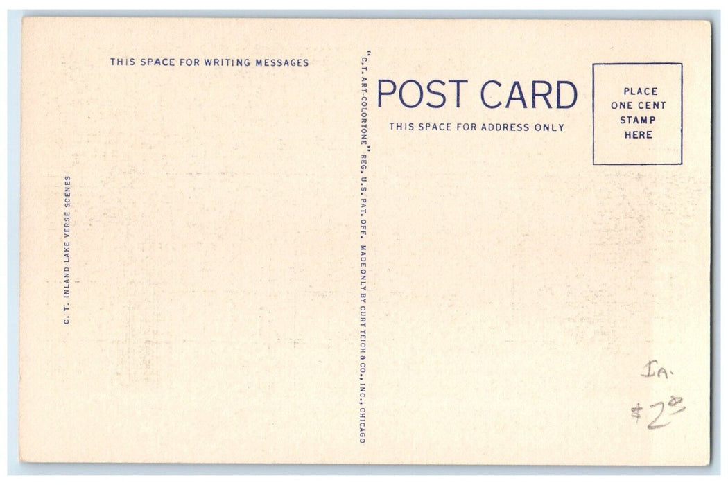c1930's Scenic View From Arnolds Park Iowa On Lake Okoboji Iowa IA Postcard
