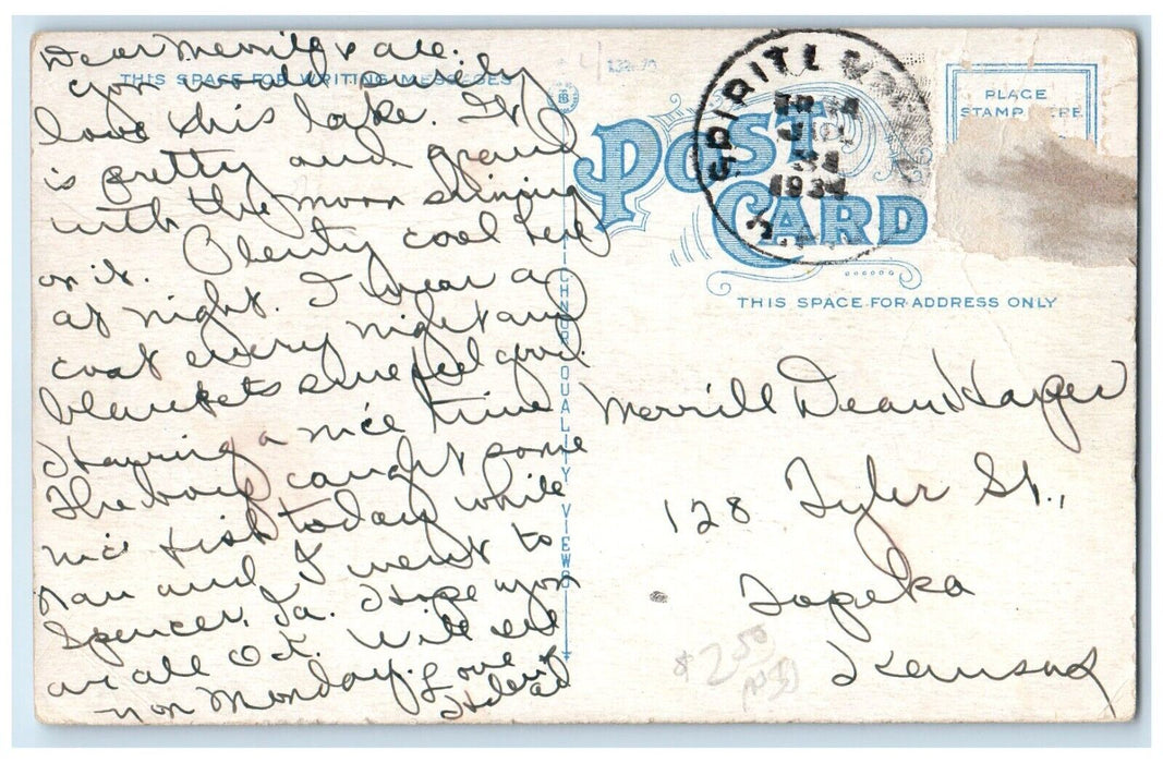 1934 View Of Sailboat And Dock Arnolds Park Lake Okoboji Iowa IA Posted Postcard