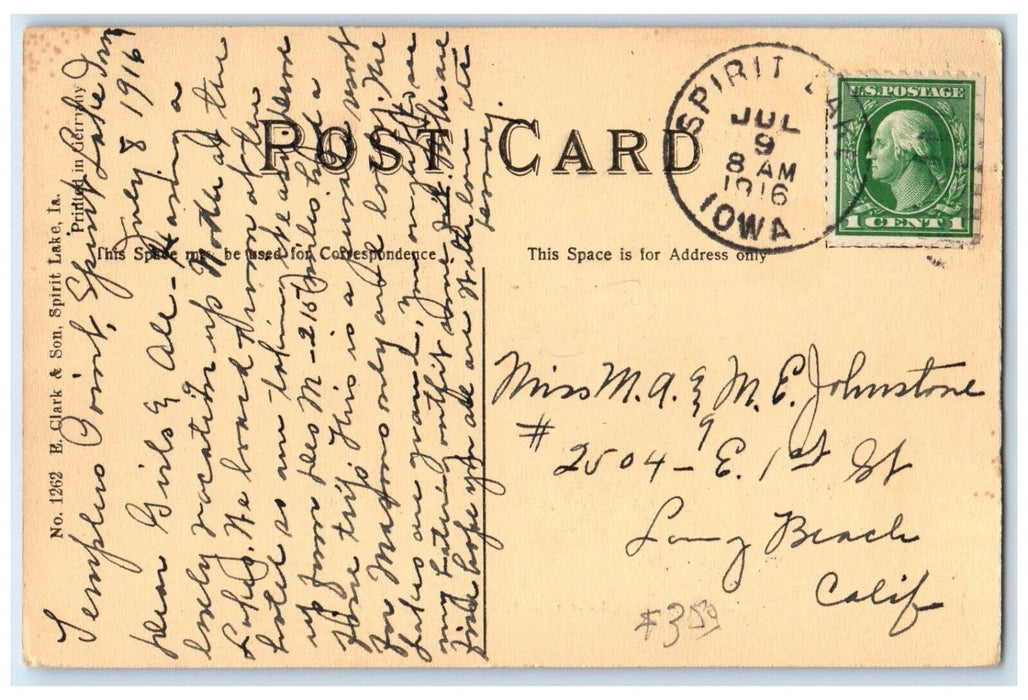 1916 Lake Okoboji And Vicinity Spirit Lake Iowa IA Multiview Vintage Postcard