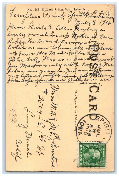 1916 Lake Okoboji And Vicinity Spirit Lake Iowa IA Multiview Vintage Postcard