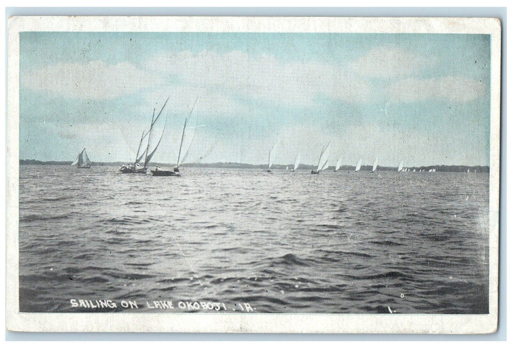 1922 View Of Sailing On Lake Okoboji Iowa IA Posted Vintage Postcard
