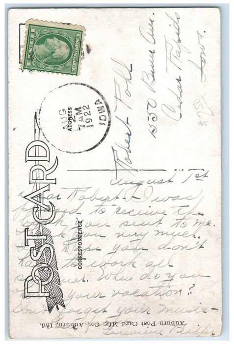 1922 View Of Sailing On Lake Okoboji Iowa IA Posted Vintage Postcard