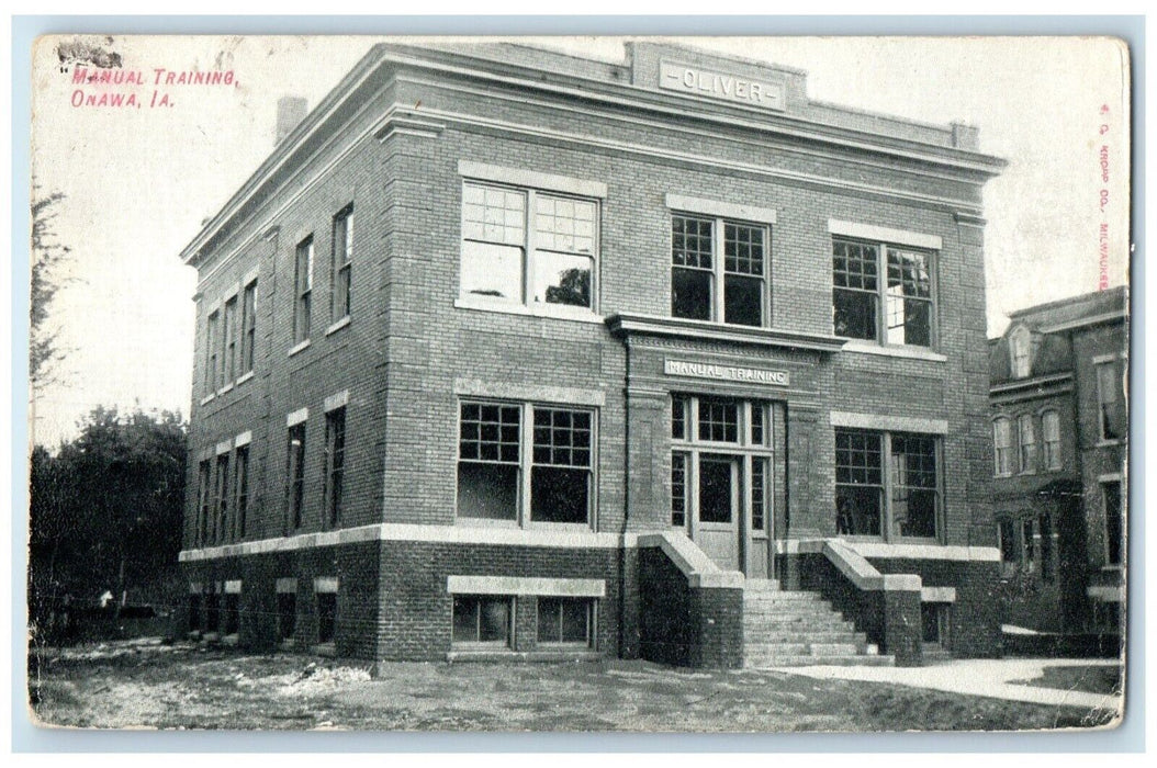 1909 Manual Training Building Onawa Iowa IA Posted Antique Postcard