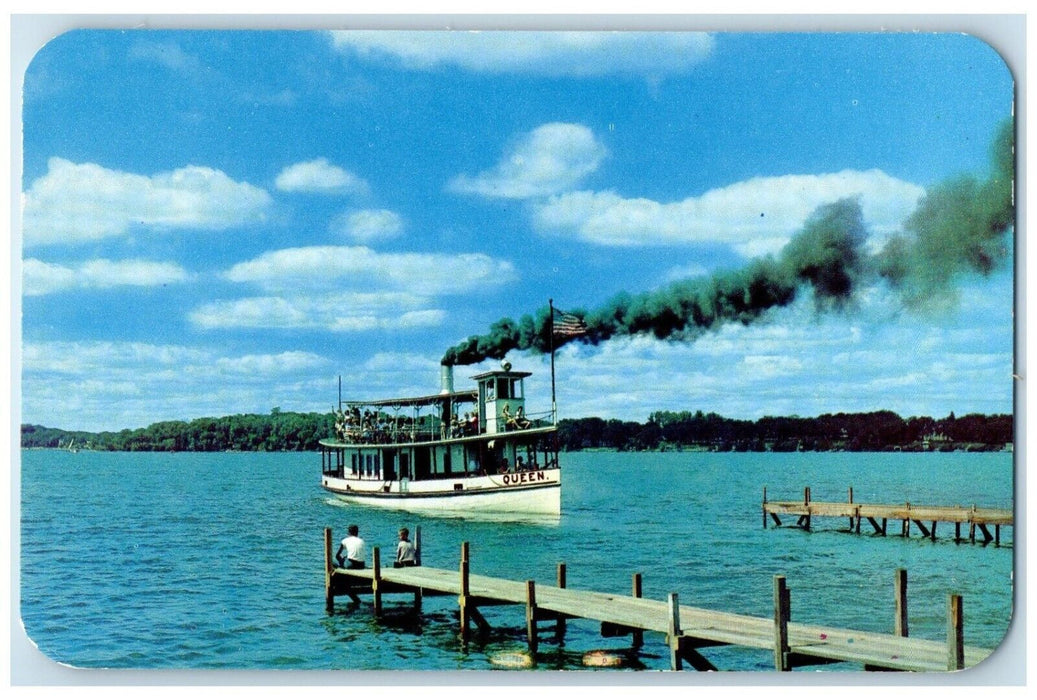 c1950's The Queen Steam Boat Okoboji Lake Iowa IA Unposted Vintage Postcard