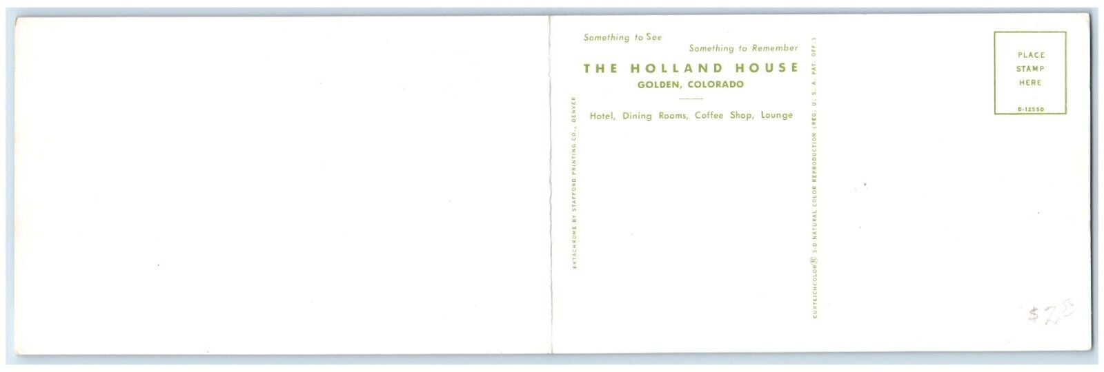 c1960 Mural Empire Room Holland House Golden Colorado Unposted Fold Out Postcard