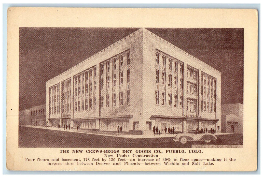 c1940's The New Crews-Beggs Dry Goods Co. Pueblo Colorado CO Postcard