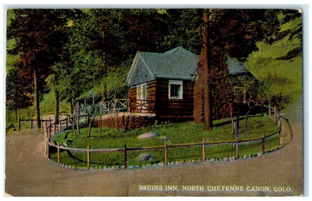1912 Bruins Inn Motel North Cheyenne Canon Colorado CO Posted Antique Postcard
